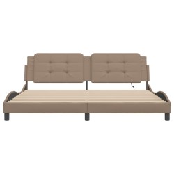 Cadre de lit avec lumières LED cappuccino 200x200 cm similicuir 