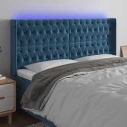 Tête de lit à LED Bleu foncé 203x16x118/128 cm Velours 