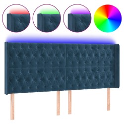 Tête de lit à LED Bleu foncé 203x16x118/128 cm Velours 