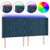 Tête de lit à LED Bleu foncé 203x16x118/128 cm Velours 