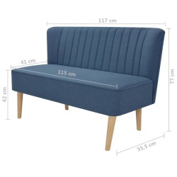 Canapé 117x55,5x77 cm Tissu Bleu  