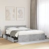 Cadre de lit et tête de lit sans matelas gris béton 160x200 cm 