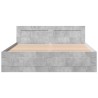 Cadre de lit et tête de lit sans matelas gris béton 160x200 cm 