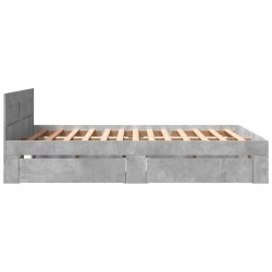 Cadre de lit et tête de lit sans matelas gris béton 160x200 cm 