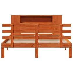 Lit bibliothèque sans matelas cire marron 120x200 cm pin massif 