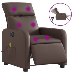 Fauteuil de massage inclinable électrique marron similicuir 