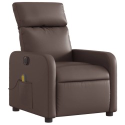 Fauteuil de massage inclinable électrique marron similicuir 