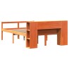 Lit bibliothèque sans matelas cire marron 120x200cm bois massif 