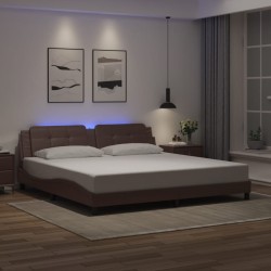Cadre de lit avec LED sans matelas marron 200x200 cm 
