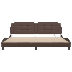 Cadre de lit avec LED sans matelas marron 200x200 cm 