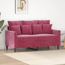Canapé à 2 places Rouge bordeaux 120 cm Velours 