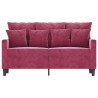 Canapé à 2 places Rouge bordeaux 120 cm Velours 