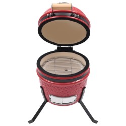Barbecue à fumoir Kamado 2-en-1 Céramique 56 cm Rouge 