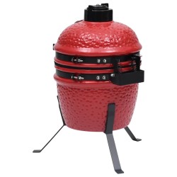 Barbecue à fumoir Kamado 2-en-1 Céramique 56 cm Rouge 