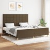 Cadre de lit sans matelas marron foncé 160x200 cm tissu 