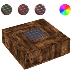 Table basse avec LED infini chêne fumé 100x100x40 cm 