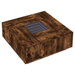 Table basse avec LED infini chêne fumé 100x100x40 cm 
