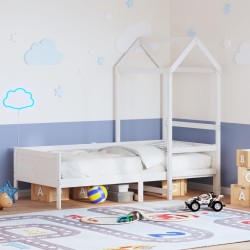 Lit de jour avec toit sans matelas blanc 90x190 cm bois massif 