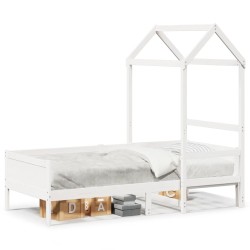 Lit de jour avec toit sans matelas blanc 90x190 cm bois massif 