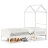 Lit de jour avec toit sans matelas blanc 90x190 cm bois massif 
