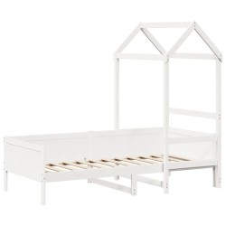 Lit de jour avec toit sans matelas blanc 90x190 cm bois massif 