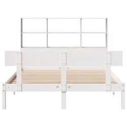 Lit bibliothèque sans matelas blanc 120x200 cm bois pin massif 
