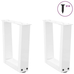 Pieds de table basse en forme de V, 2 pièces, blanc, 30 x (30-31,3) cm, acier 
