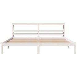 Cadre de lit sans matelas blanc 200x200 cm bois massif de pin 