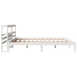Cadre de lit sans matelas blanc 200x200 cm bois massif de pin 