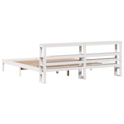 Cadre de lit sans matelas blanc 200x200 cm bois massif de pin 