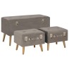 Tabourets de rangement lot de 3 Gris Velours 