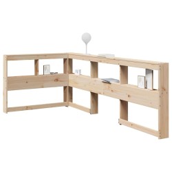 Tête de lit de bibliothèque en forme de L bois massif de pin 