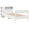 Lit bibliothèque sans matelas blanc 90x190cm bois de pin massif 