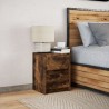Armoire de chevet et lumières LED chêne fumé bois d'ingénierie 