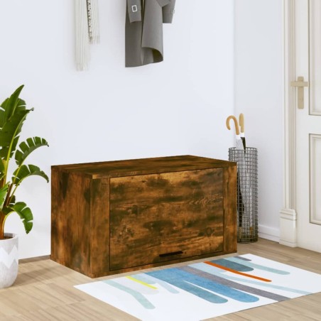 Armoire à chaussures murale Chêne fumé 70x35x38 cm Bois de Pin 