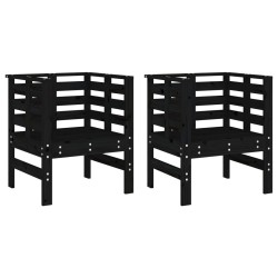 Chaises de jardin lot de 2 noir 61,5x53x71cm bois de pin massif 
