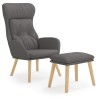 Chaise de relaxation avec repose-pied Gris foncé Tissu 