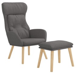 Chaise de relaxation avec repose-pied Gris foncé Tissu 