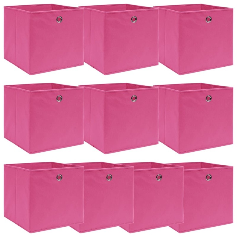 Boîtes de rangement 10 pcs Rose 32x32x32 cm Tissu Boîtes de rangement 10 pcs Rose 32x32x32 cm Tissu