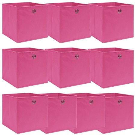 Boîtes de rangement 10 pcs Rose 32x32x32 cm Tissu 