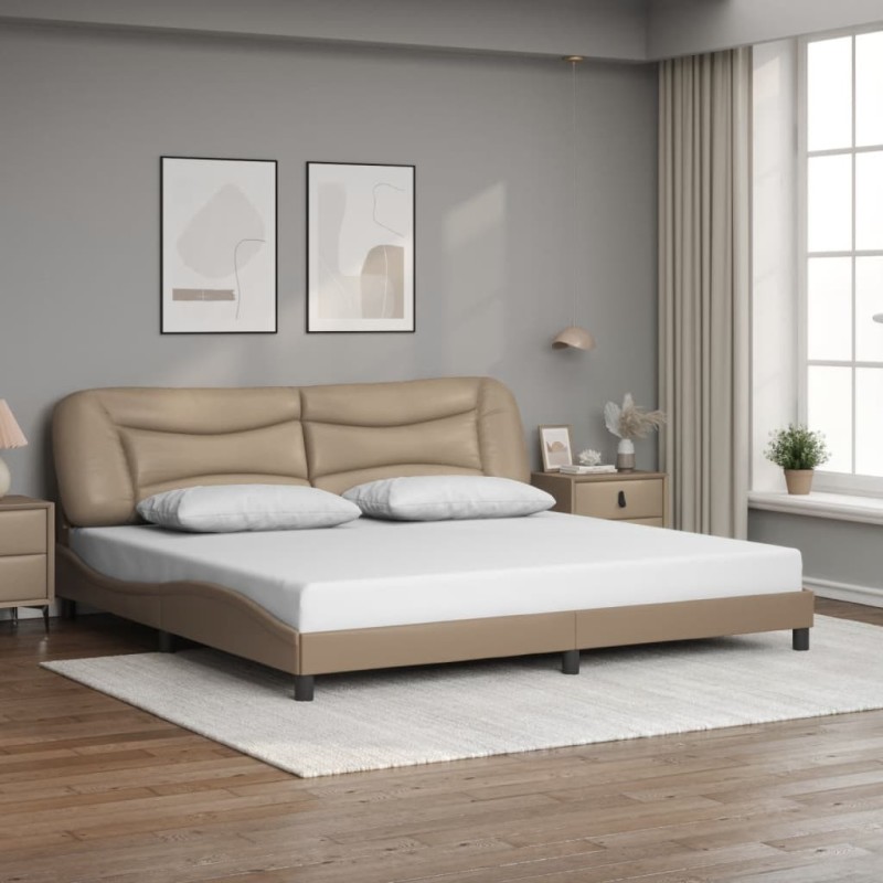 Cadre de lit sans matelas cappuccino 200x200 cm similicuir 