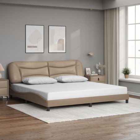 Cadre de lit sans matelas cappuccino 200x200 cm similicuir 