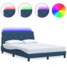 Cadre de lit avec LED sans matelas bleu 120x200 cm tissu 