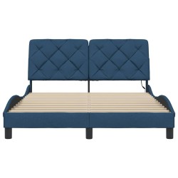 Cadre de lit avec LED sans matelas bleu 120x200 cm tissu 