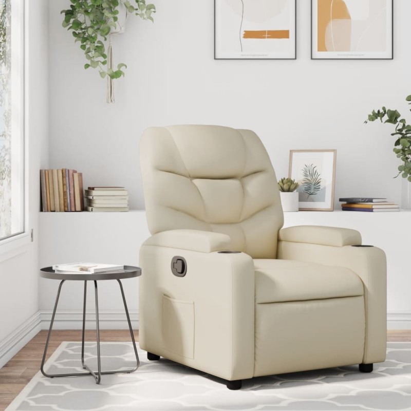 Fauteuil inclinable Crème Similicuir 