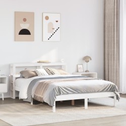 Cadre de lit sans matelas blanc 150x200 cm bois de pin massif 
