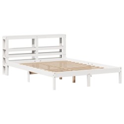 Cadre de lit sans matelas blanc 150x200 cm bois de pin massif 