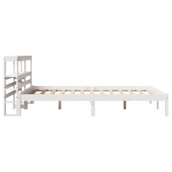 Cadre de lit sans matelas blanc 150x200 cm bois de pin massif 