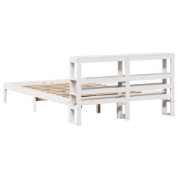 Cadre de lit sans matelas blanc 150x200 cm bois de pin massif 