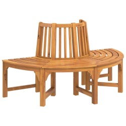 Banc demi-circulaire tour d'arbre Ø160cm bois massif eucalyptus 